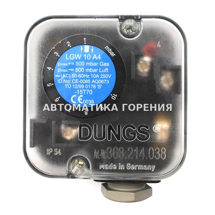 Датчик-реле давления Dungs LGW10A4 2215919 для газовой горелки
