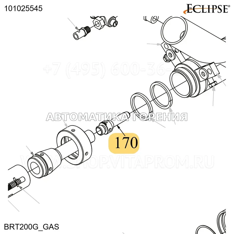 Форсунка внутренний BRT200 g размер 10MM BTU/HR. 250 FPS Eclipse 101025545